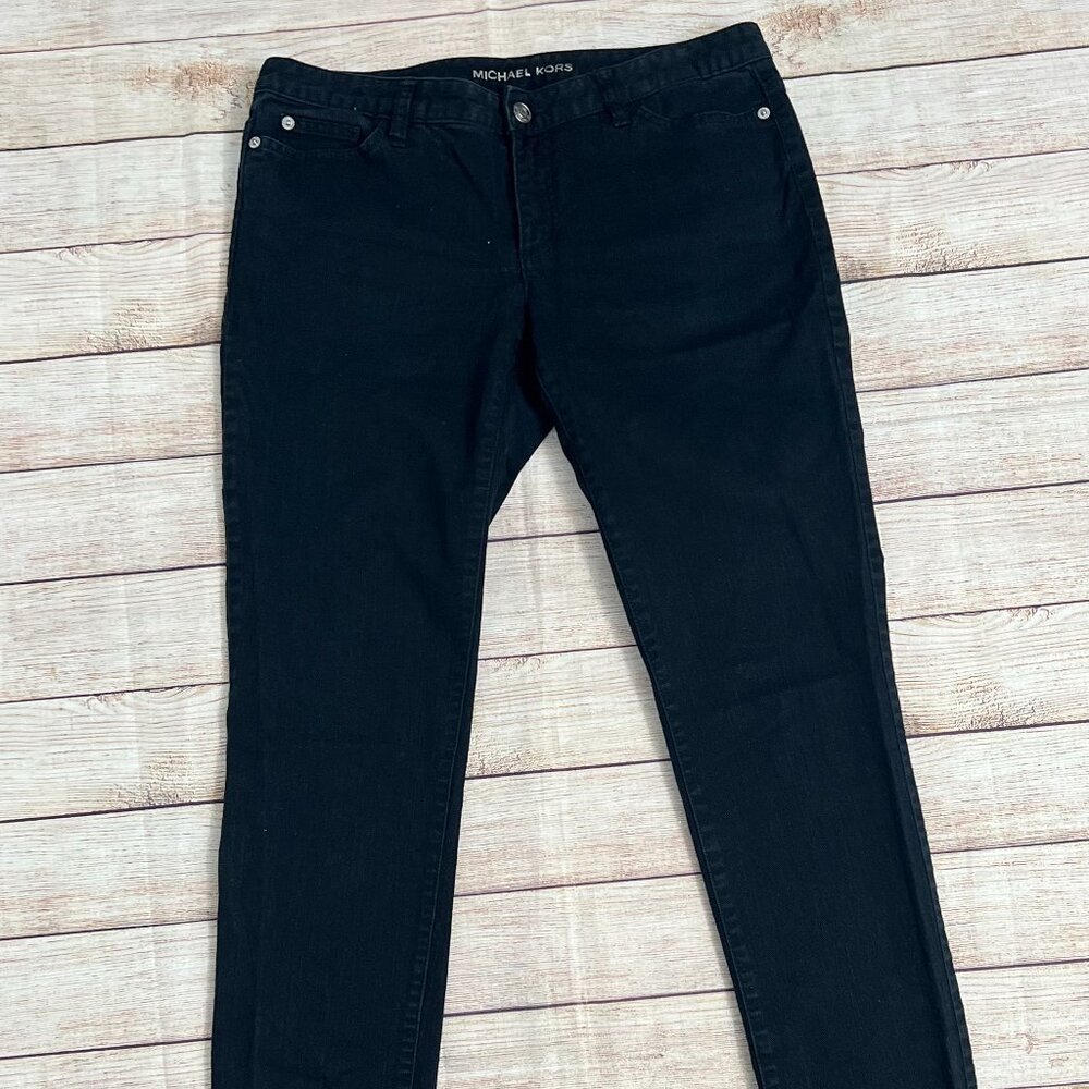 Michael Kors Skinny Jeans Womens 6 Black Zipper Back Pocket Stretch Denim Pants